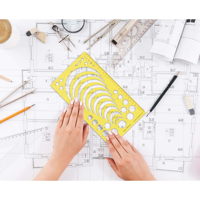 Traceease Geometric Drafting Circle Radius Template Drawing Stencil, Designing Template