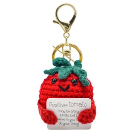 FANCYWUXI Positive Potato Pocket Hug, Funny Knitted Potato with Key Ring, Mini Plush Figures, Positive Potato Doll, Gift for Friend, red