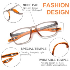 tenuopticss Sports Reading Glasses for Men, Blue Light Blocking Lightweight Square Frame Readers(C1,+1.00)