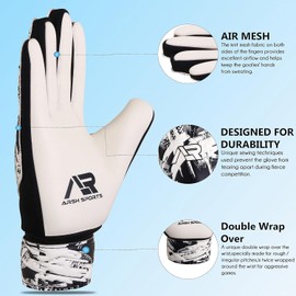 Arsh Sports Soccer Goalie Gloves, Football Goalkeeper Gloves for Kids Boys Children Youth Goalkeeping with 4mm Latex Finger Spine Protection (White, Size 3 Suitable for 5-6 Years)
