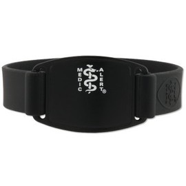 MEDICALERT Sport Silicone Midnight Medical ID Sport Bracelet for Men and Women w/24-7 Emergency Health Record - Midnight - Large