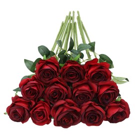 Tifuly 12 piezas de flores artificiales de rosa, ramo de flores falsas de un solo tallo para novia y boda, floración realista para decoraciones de hogar, jardín, fiesta, hotel y oficina (Gradient