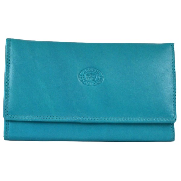 Ladies Soft Real Nappa Leather Long Flap-over Purse with Inner