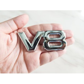 2 Metal V8 Badges, 3D car Truck Badges, Stickers, car Decorations for car Accessories (Silver)