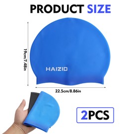 2er Set Badekappen für Erwachsene, Wasserdicht und Rutschfest, Silikon Schwimmkappen mit Ohrenschutz, Unisex, für Lange, Kurze,Dicke oder Lockige Haare, Hält Haare Trocken universal-schwimmkappe