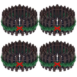 Spiareal 4 Pieces 35 Inch Christmas Garden Fence Miniature Garden Accessories Wooden Decorative Picket Fence Mini Garden Fence for Christmas Dollhouse Mini Village Landscape (Brown)