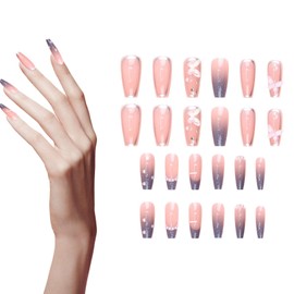 Nails with Bows | Artificial Press on Nails | French Style Manicure Stickers, Removable Women Hand Beauty Fingertip for Girls