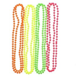 Set of 4 Multicolour Neon Fluorescent 80's Rave Bead Necklaces