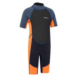 Mountain Warehouse Junior Kids Shorty Wetsuit - 2.5mm Thickness, Neoprene Kids Wetsuit, Flat Seams Childrens Wetsuit, Adjustable Neck Swimming Suit - For Spring, Summer Bright Orange 11-12 Years