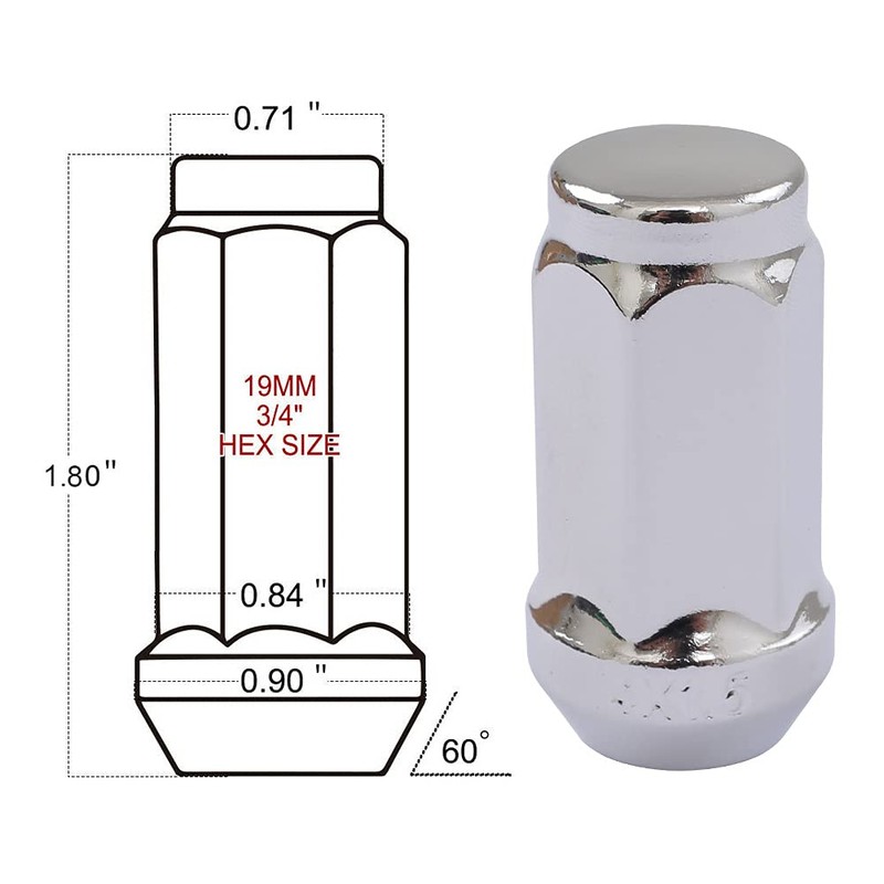 DCVAMOUS 24 PC 14x1.5 Lug Nuts Chrome 19mm Hex Compatible