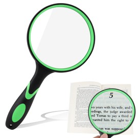 Children's Magnifying Glass, 30x Reading Magnifier, 100 mm Large Handheld Magnifier, High Definition Magnifying Glass, Children's Magnifying Glass for Seniors with Drop-Proof Rubber Handle for Reading