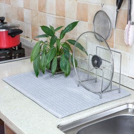 Home Beyond & HB design - Microfiber Dish Drying Mat for Kitchen - Absorbent Waffle Kitchen Counter Mat - 15x20-Inch, Grey