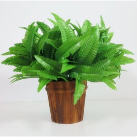 4 Bunches 14" Ferns Artificial Boston Fern Bush Plant,Faux Plant Shrubs Greenery Bushes Indoor Outside Plant,Hanging Basket or Planter Decor for Home Garden Office Verandah Wedding Decor