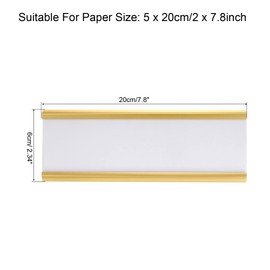 PATIKIL 2 x 7.8inch Aluminum Name Plate Holder, L Type with White Blank Engraved Name Plate for Desk Office Business Door Sign Holder Gold Tone