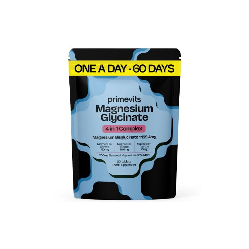 Magnesium Glycinate 4-in-1 Complex | 200mg Elemental Magnesium | Bisglycinate,