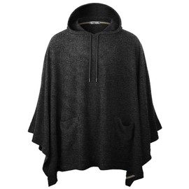 Ohoo Men's Hooded Poncho Cape Cloak Fashion Hoodie Pullover with Pockets / DCF702-CHARCOAL-4XL