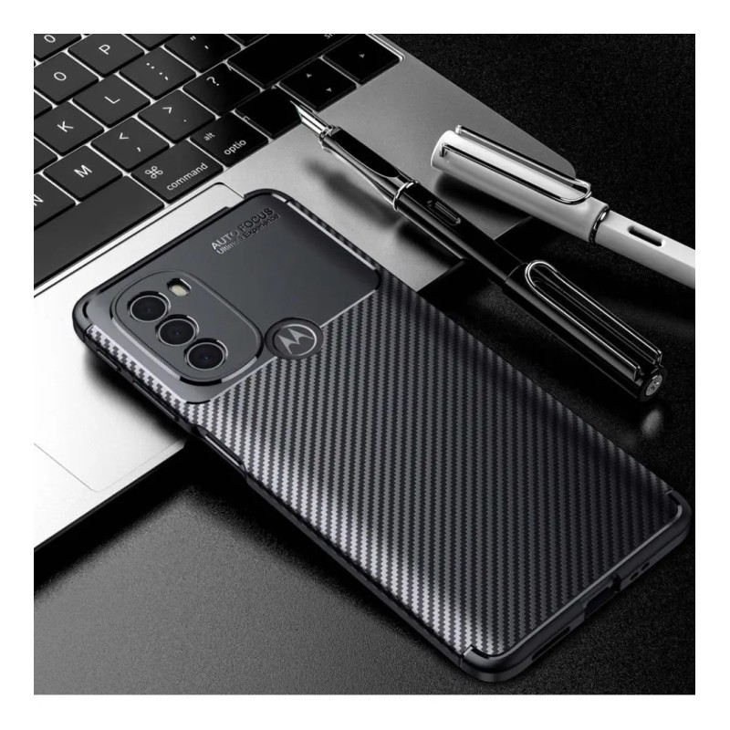 Funda Slim Tpu Acabado Tipo Fibra De Carbono Moto G31