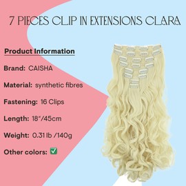 PrettyShop set of 7 XL clip-in hair extensions, 60 cm long, wavy