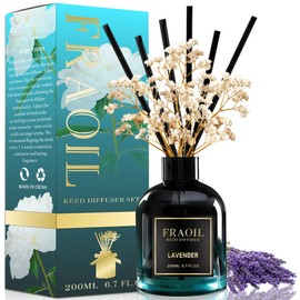 Lavender Reed Diffuser, Reed Diffuser Set 6.7 fl oz (200 ml) with 6 Reed Sticks, Home Fragrance Reed Diffuser for Bathroom Shelf House Bedroom Office Decor