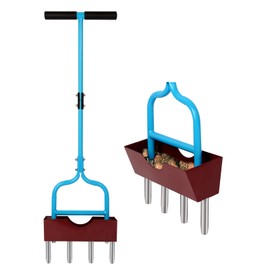 Sancat Lawn Aerator with Larger Soil Core Storage Tray, Heavy Duty 38” Coring Aerator,Manual Rolling Plug Aerator, Gardening Tools with 4 Stainless Tines for Lawn Care