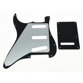 KAISH 11 Hole ST/Strat Style Pickguard SSS Pick Guard with ST Back Plate Tremolo Trem Cover for USA/Mexico Stratocaster/Strat Black 1 Ply