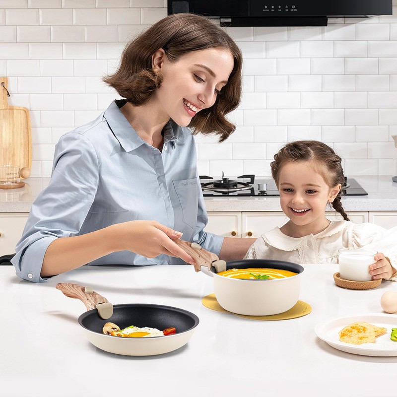 Pots and Pans Set Nonstick - YIIFEEO Stackable Camping Cookware