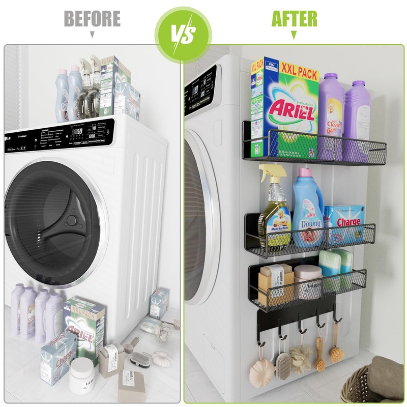 4 Pack Magnetic Shelves for Washing Machine, Heavy-Duty Magnetic Laundry