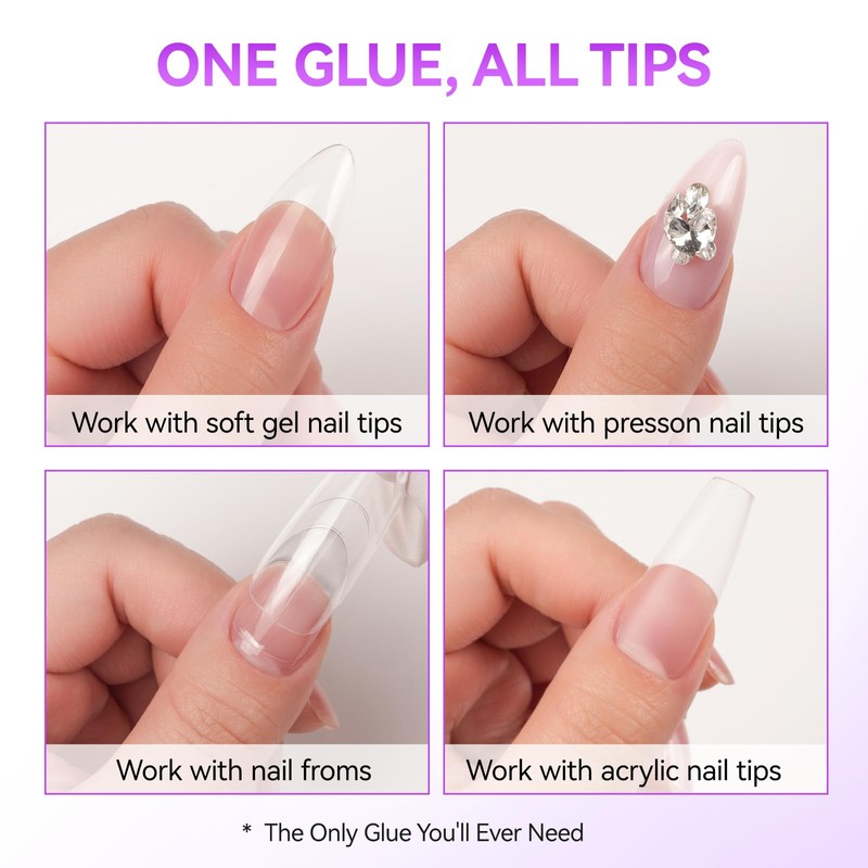 Gelike ec Nail Glue for Tips, Gel Nail Glue Extra