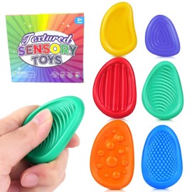 Sensory Toy Set of 6 - Fidget Stones for Stress Relief & Concentration, Ideal for Children & Adults, Autism & ADHD, Anti-Stress Toy with Textures, BPA Free