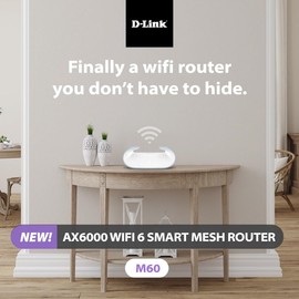 D-Link AX6000 WiFi 6 Mesh Router | Contemporary Design | High-Performance | Feature Rich | AI Enabled | Parental Controls | Covers up to 3000+ sq. ft | Expandable Mesh (M60)