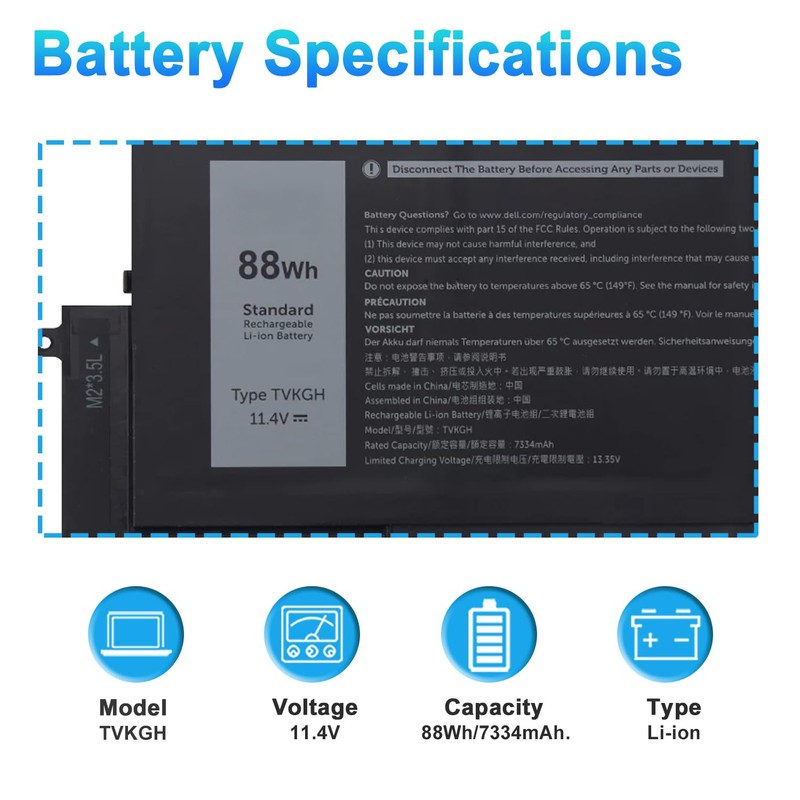 BOWEIRUI TVKGH Laptop Battery for Dell Latitude 9510 9520 Series