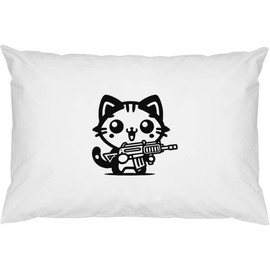 Azeeda 2 x 'Commando Cat' Cotton Pillow Cases (PW00042780)