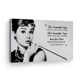 Smile Art Design Audrey Hepburn Breakfast at Tiffany`s Quotes Canvas Print Decorative Art Modern Wall Decor Artwork Bedroom Living Room Wall Art Ready to Hang Made in The USA 11x17
