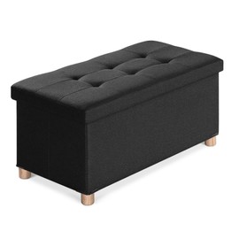 BRIAN & DANY Folding Storage Ottoman Bench, Storage Chest, Foot Rest Stool, Bedroom Bench with Storage,Black