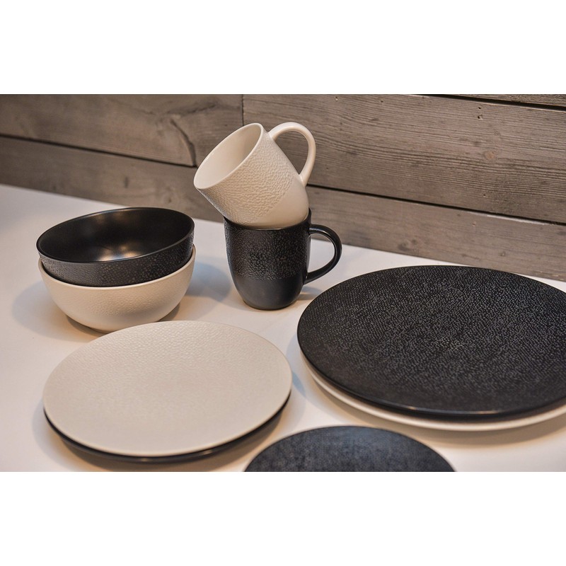 Red Vanilla Matrix Black 16 Piece Dinner Set, 1, White