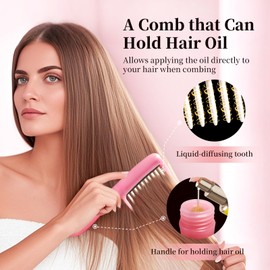 Hair Oil Applicator Comb with Dispenser, Quick Even Apply Comb for Hair Oiling & Care, No Messy Scalp Oil Applicator with Scale