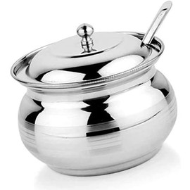 FIKIMOS Stainless Steel Storage Capacity 200 ml Pot for Oil Ghee, Salt, Tea, Coffee, Sugar, Spices, Dry Fruits
