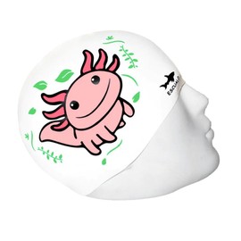 escualo Gorra para Natacion Unisex Adulto y Niño Modelo Ajolotito (Silicon) Impermeable, Unitalla, Color Blanco