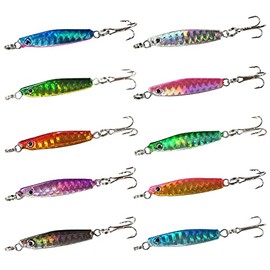 B-JIG2 (Short Form 0.2 oz (5 g) Lure, Lightweight Dualway Metal Jig, Appeal Sp Color, Set of 10, Includes Treble Hooks, All-Time & All Season Fit Model, Ideal for Light Shore Jigging, Mebaling, and