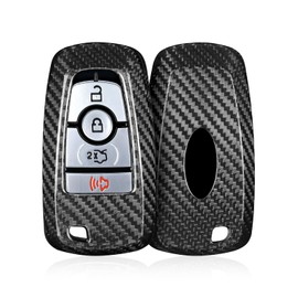 T-carbon Key Fob Cover with Keychain Fits Ford F150 F250 Fusion Explorer 2024,Glass Fiber Key Case Fits Ford Mustang Escape Edge Ranger Expedition Maverick Transit 3/4 Buttons Smart Accessories