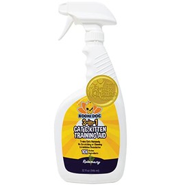 3-in-1 Cat & Kitten Training Aid with Bitter | Cat Training Spray for Indoor and Outdoor Use | Anti Scratch Furniture Protector | Establish Boundaries & Keep Cat Off | Made in The USA