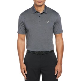 Callaway Performance Golf Polo | Men's Polo Shirt with Moisture-Wicking Technology |3 Button Placket - Caviar Stripe X-Large