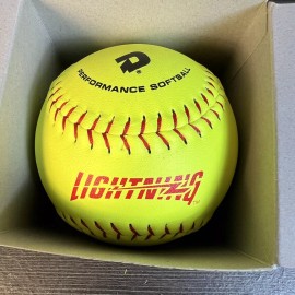 DeMarini Slow Pitch Softball Yellow Leather ASA .44 Cor DeMarini Lightning Red Stitch