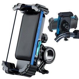 Porta Celular para Moto y Bicicleta, Soporte Celular Bicicleta Rotación 360° Anti Vibración y 1s Bloquear y Desbloquear, Compatible Teléfonos Móviles de 4,7 a 6,8 Pulgadas. (Base Manillar Horizontal)