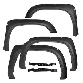 IKON MOTORSPORTS Fender Flares Compatible with 2014-2020 Toyota Tundra, Pocket Rivet Bolt Style Wide Version ABS Textured Black Wheel Flare Cover Protector Set, 4 Pcs, Front & Rear
