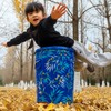 HOZUSO Hand Painted Metal Trash Can with Lid Recycling Canister