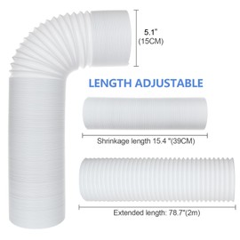 5.1 Inch Air Conditioner Exhaust Hose Anti-Clockwise Thread Portable AC Hose With 80" Length Universal AC Exhaust Hose Flexible AC Vent Hose for Lg Haier Dual Delonghi Whynter