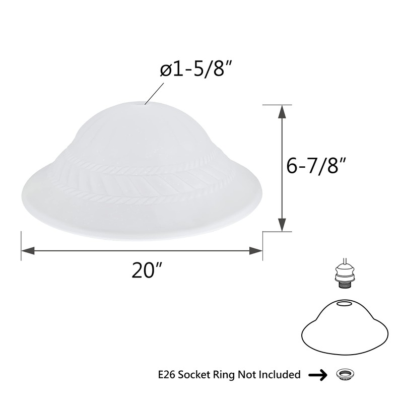 Aspen Creative 23121-01, Etched Alabaster Replacement Glass Shade for Medium