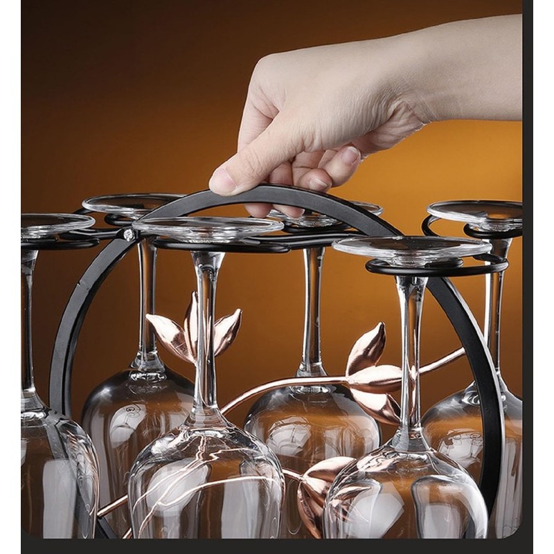 INMTIE 6-Hook Metal Wine Glass Holder Countertop Stemware Rack Tabletop