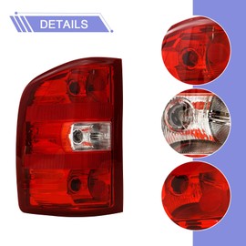 Wildwolf Tail Lights Assembly for Chevy Silverado 1500 2500 3500 2500HD 3500HD 2007-2014 Rear Brake Turn Signal, Pack of Left Driver Right Passenger Taillights (Red border, Rear Left Drive Side)